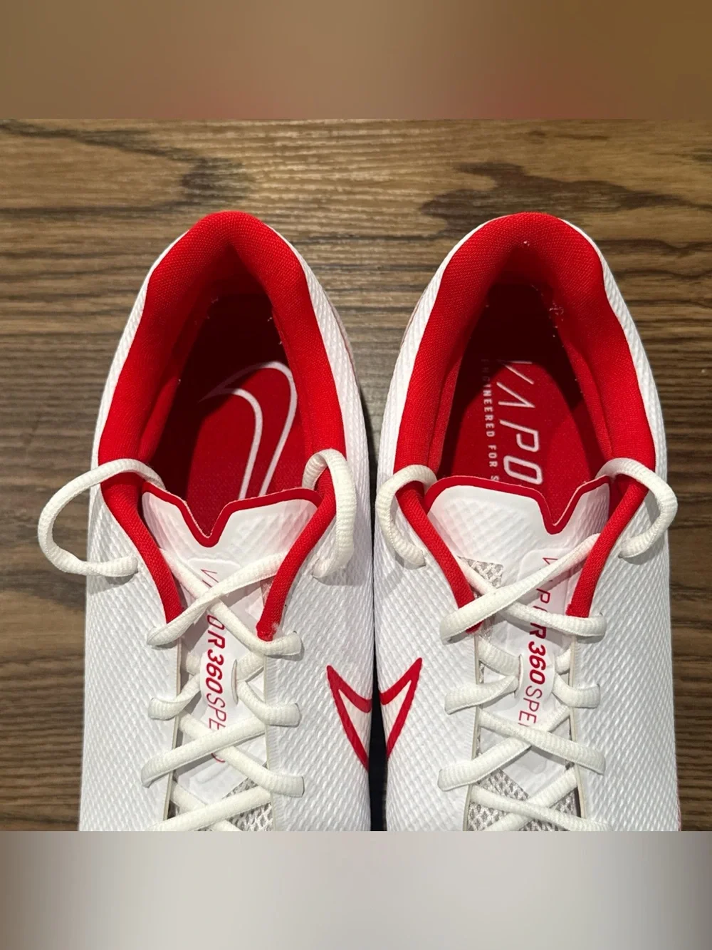 Size 13.5 Nike Vapor Edge Speed 360 White/Red Football Cleats CD0082-102 NEW